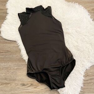 Body Wrappers Leotard Black Sequin Small Open Back